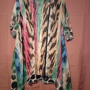 Vibrant Multicolor Women's Tunic with Zipper